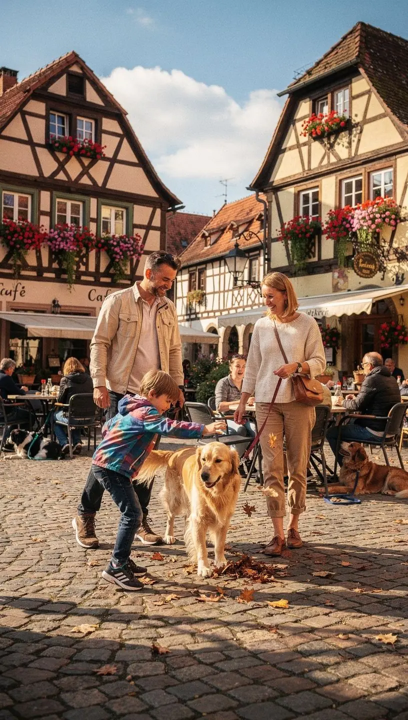 Modernes, haustierfreundliches Hotelzimmer mit Hundekorb und Wassernapf, bereit für Reisende mit Vierbeinern.